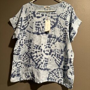 Bellambra 100% Linen Tie & Dye Top Size Medium